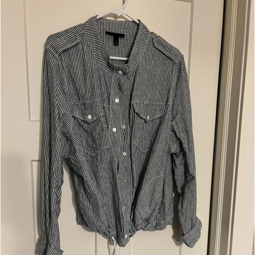 NWOT! Lane Bryant Striped Denim Jacket….